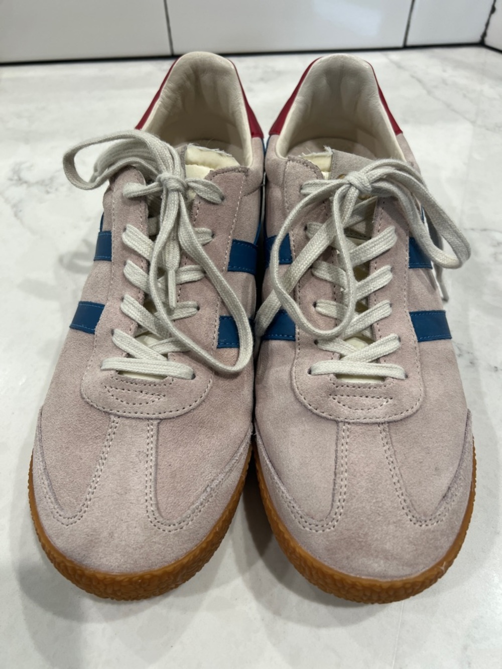 Gola Elan sneakers. 41 Euro/10 US.  Blush pink with blue and red. Gum sole.